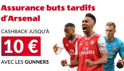 Vbet assurance buts tardifs d’Arsenal 10€